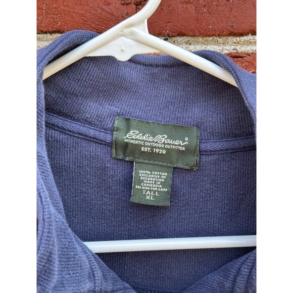 Eddie Bauer Tall XL Navy Quarter Zip Pullover 100 Percent Cotton - Picture 2 of 4